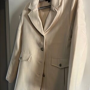 Boston Proper Cream Blazer with Notched Lapels